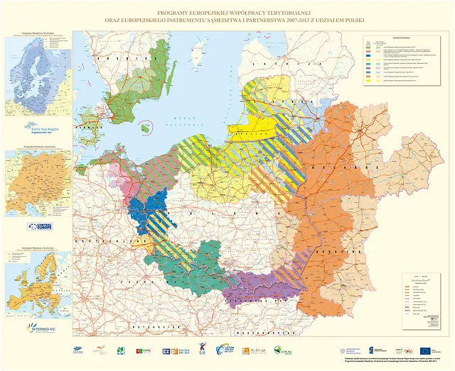Programy Europejskiej Wspolpracy Terytorialnej 2007 2013 mapa